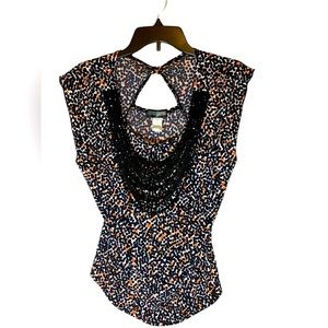 JTB Women’s Cap Sleeve Blouse w/Unique Beaded Neckline.